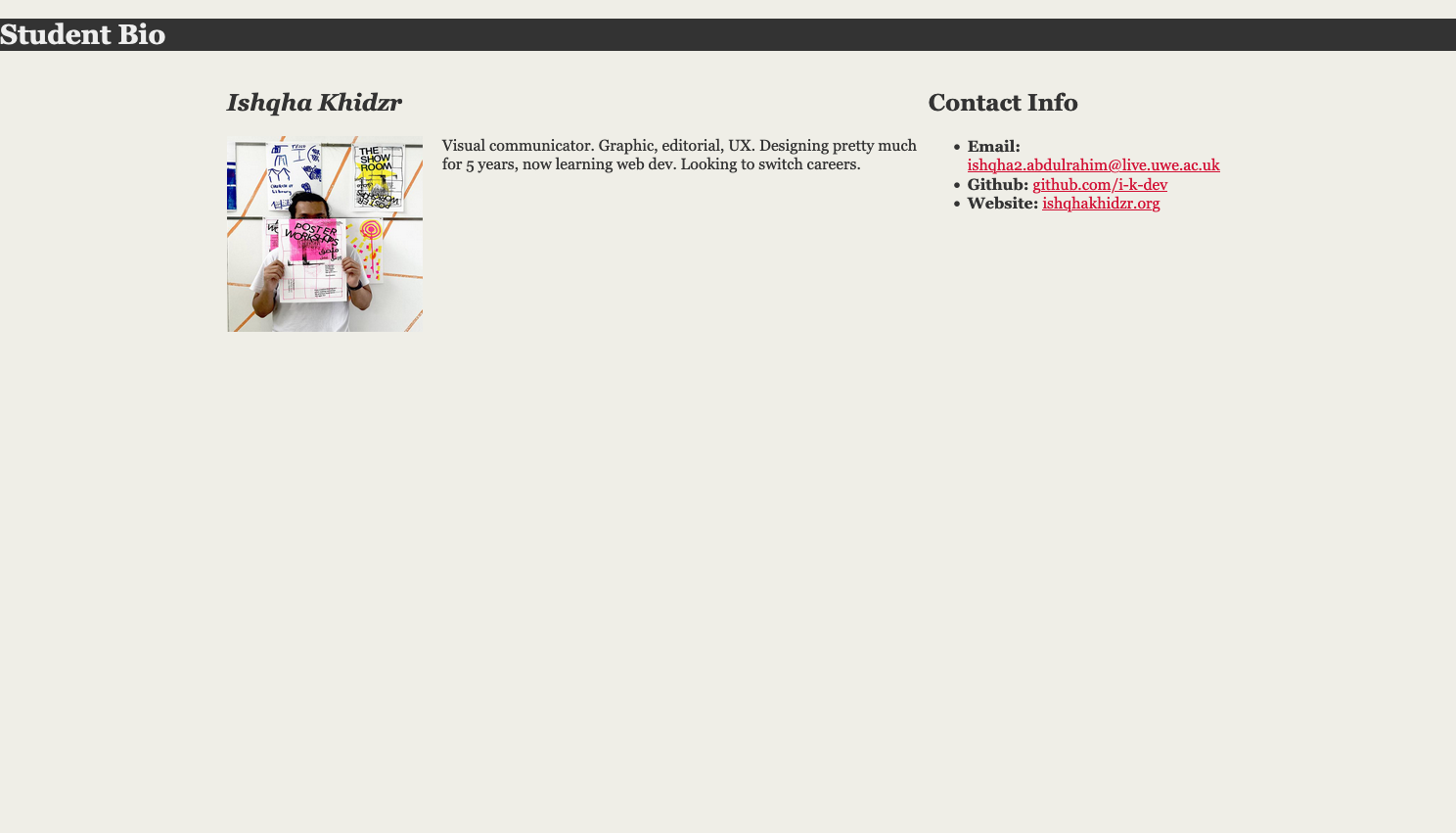 Ishqha Khidzr: Portfolio